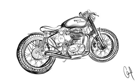 Motocicleta Royal Enfield Bike Sketch Object Drawing Bike Drawing