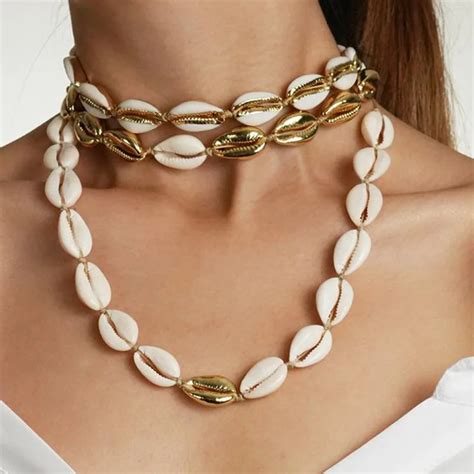 Jcymong Hot Natural Sea Shell Choker Necklace For Women Gold Color