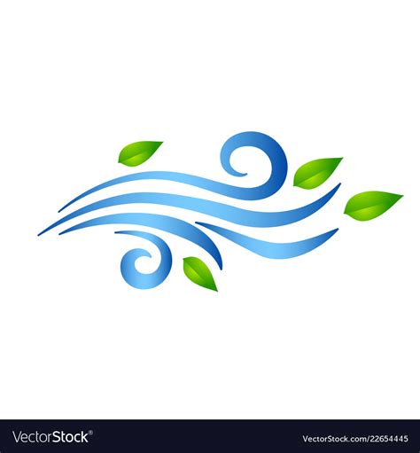 Blowing Wind With Flying Leaves Icon Royalty Free Vector
