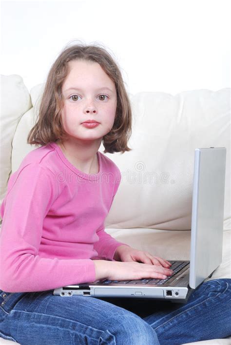 Girl using laptop stock photo. Image of female, adult - 20859494