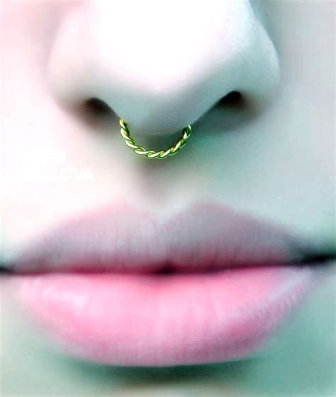 7mm Fake Septum Twisted Silver Ringfake Nose Piercing Etsy