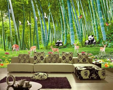 Beibehang Custom Wallpaper Large Bamboo Panda Deer Video Background