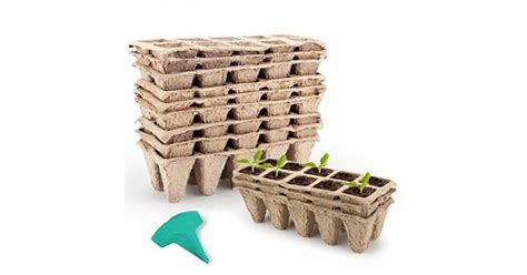 Growneer 12 Packs Peat Pots Seed Starter Trays 120 Cells