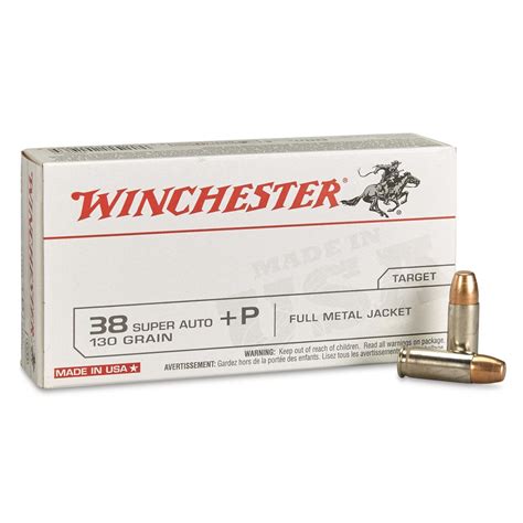 Winchester Usa Pistol 38 Super Autop 130 Grain Fmj 50 Rounds 12048