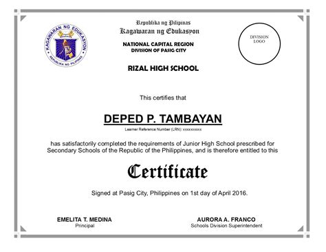 Deped Diploma Sample Wordings - Yahoo Image Search Results ...