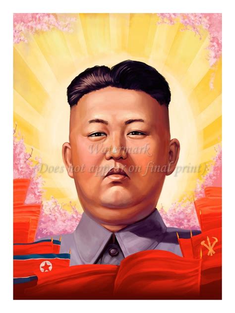 North Korea Propaganda Poster Print Kim Jong Un Portrait Flags 18x24 Nk017 Ebay