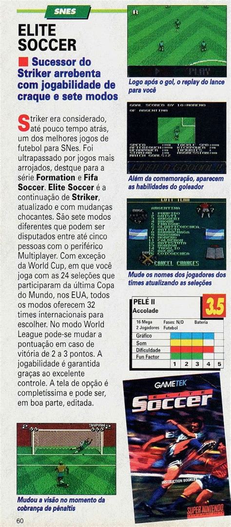 Elite Soccer do Super Nintendo na Super GamePower Nº 7