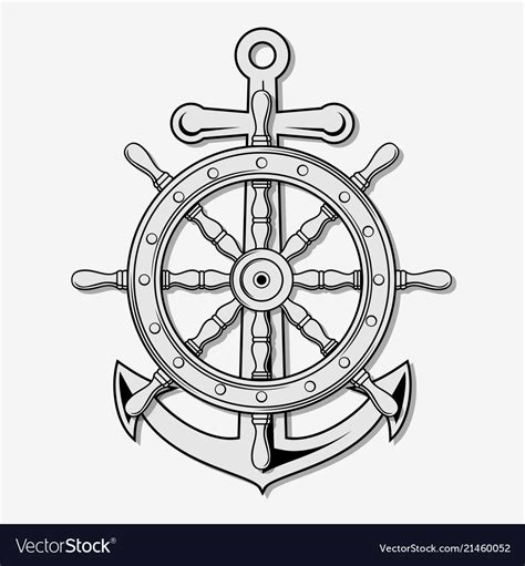 Ship Wheel And Anchor Royalty Free Vector Image
