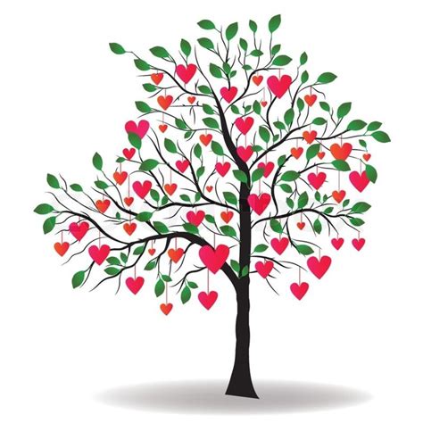 Tree With Heart Leaves Clip Art