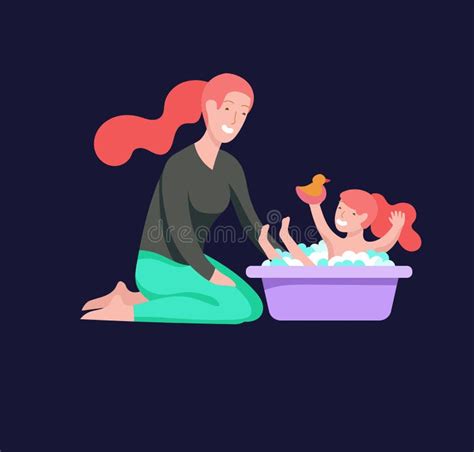 Vector People Character Mother And Daughter Spending Time Together Stock Vector Illustration