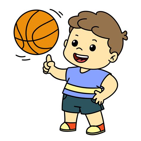 Cute Kid Boy Play Basketball Cartoon 28116641 Png