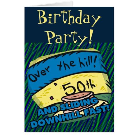 Over The Hill 50th Birthday Invitations Card