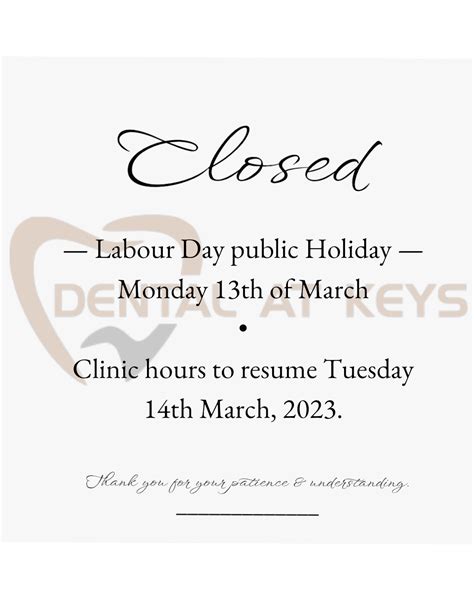 Closed Labour Day Dental At Keys