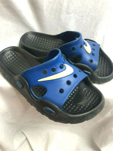 Nike Vintage Slides Slip On Sandals Youth 5 Womens 7 Blue Black Nike