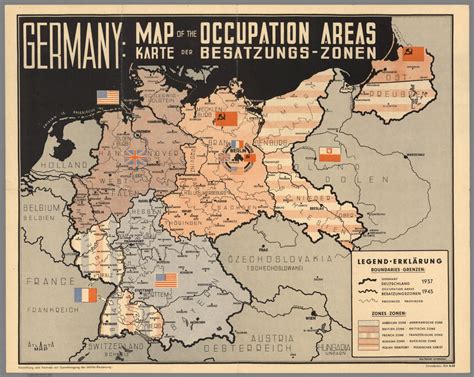 Germany Map Of The Occupation Areas Carte Der Besatzungs Zonen
