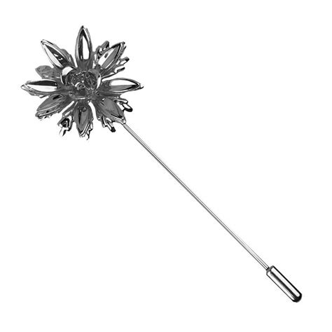 Silver Lapel Pin Silver Flower Pin Wedding Mens Pin Boutonniere