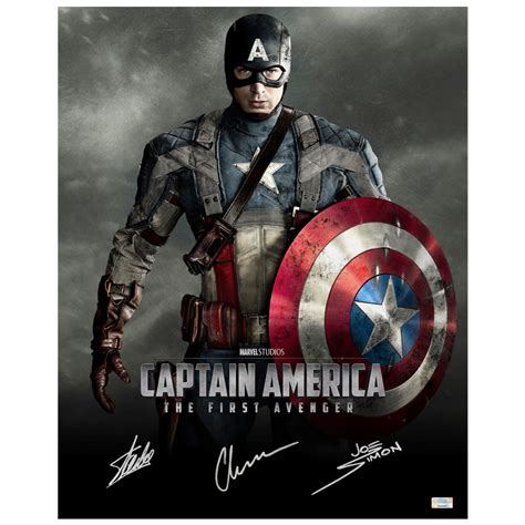 Lot Detail Chris Evans Stan Lee And Joe Simon Autographed Captain America The First Avenger
