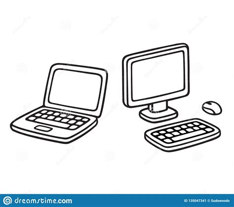 Laptop Computer Drawing Stock Vector Illustration Of Doodle 135047341