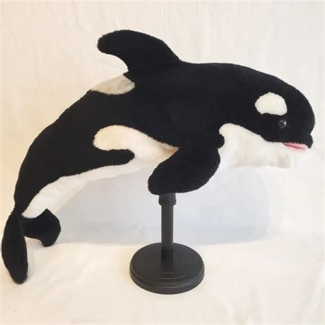 Cascade Toy Whale Hand Plush Puppet Orca Shamu Black White Approx 20