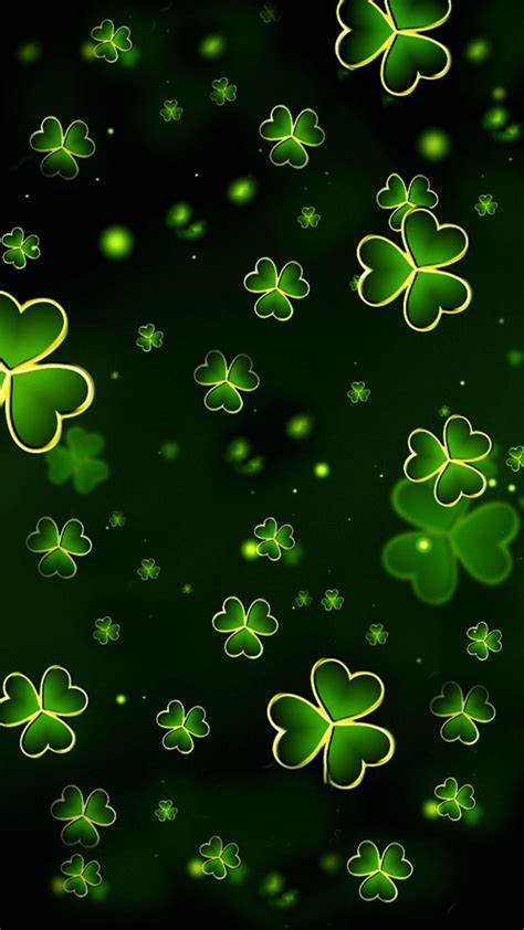 Green With Gold Trim Shamrocks St Patricks Day Wallpaper Lucky