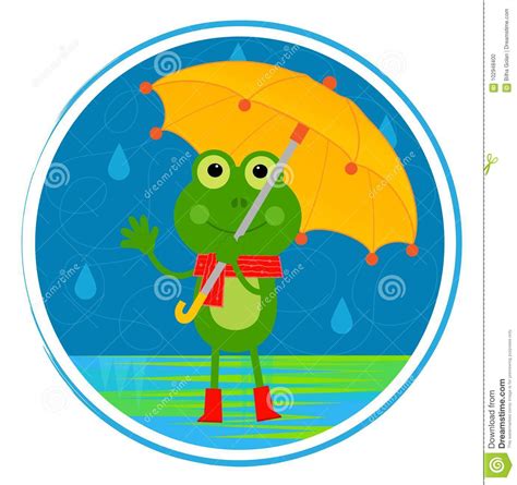 Frog With Umbrella Stock Vector Illustration Of Cute