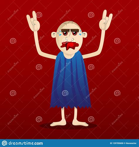 Cartoon Caveman With Hands In Rocker Pose Stock Vector Illustration