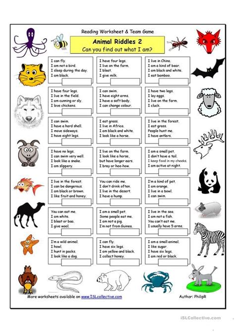 Animal Riddles 2 Medium Worksheet Free Esl Printable Worksheets