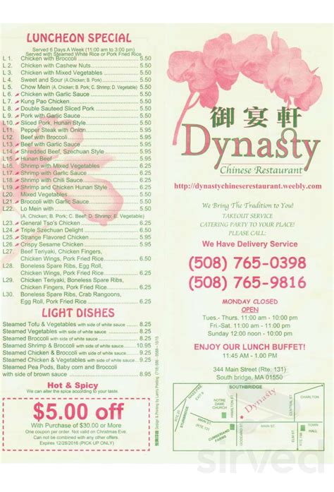 See 44 unbiased reviews of dynasty chinese restaurant, rated 4 of 5 on tripadvisor and ranked #33 of 295 restaurants in miri. Dynasty Chinese Restaurant menu in Southbridge, Massachusetts