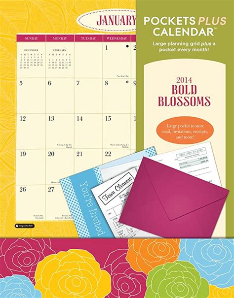 Orange Circle Studio 2014 Pockets Plus Wall Calendar Bold