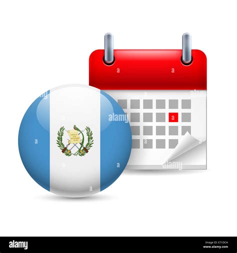 Calendar And Round Guatemalan Flag Icon National Holiday In Guatemala