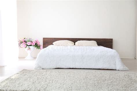 Interior White Bedroom This Morning With Bed Stock Photo Image Of