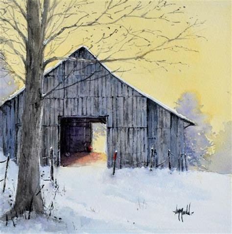 Daily Paintworks Original Fine Art Judy Mudd Watercolor Barns