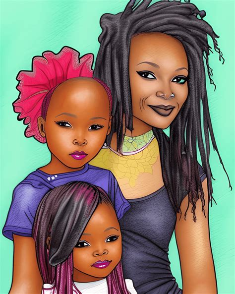 Black Mom And Daughter Graphic · Creative Fabrica