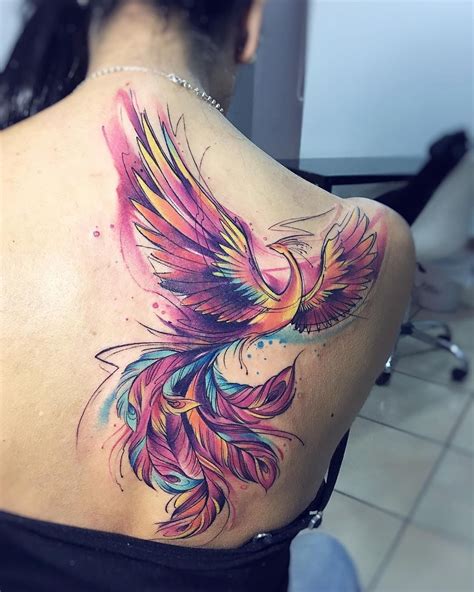 Fenix Back Bird Tattoo Wasserfarben Tattoo Tätowierungen Tattoo Ideen