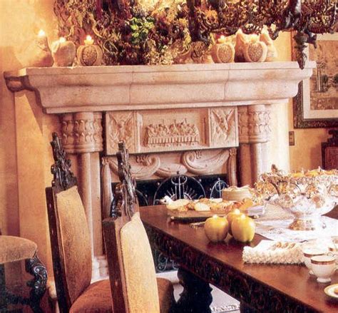 The refectory room of the cloistered benedictine nuns of sant'apollonia, florence. Dining fireplace with last supper carving | Table ...