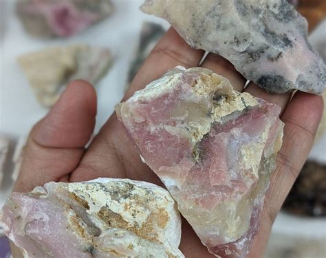 Raw Peruvian Pink Opal Rough Chunk Slabs Natural Pieces Palm Etsy