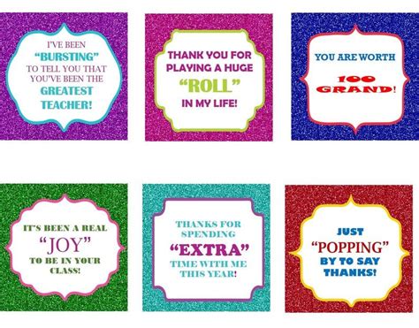Printable Teacher Appreciation Candy T Tags Glitter Favor Tags