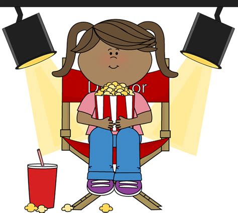 Free chairs clip art with no background clipartkey. Girl Eating Popcorn in Director's Chair Clip Art - Girl ...