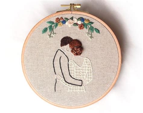 Custom Wedding Embroidery With 16cm Hoop Embroidery Art Hoop Etsy