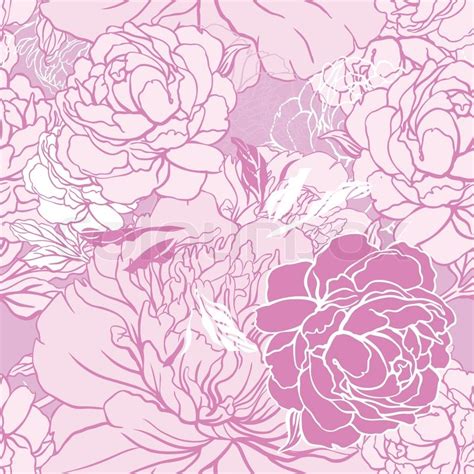 Beautiful Peony Seamless Pattern Design Stock Vector Colourbox