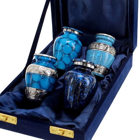 Forever Remembered Classic Blue Small Mini Cremation Keepsake Urns For