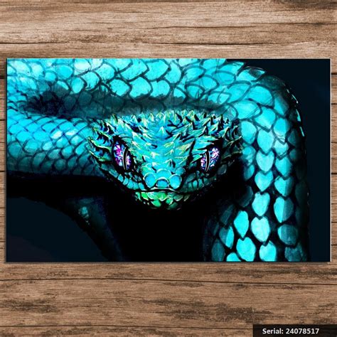 Vanquish Snakes Painting Art Head Light Blue Animal Classical Oil