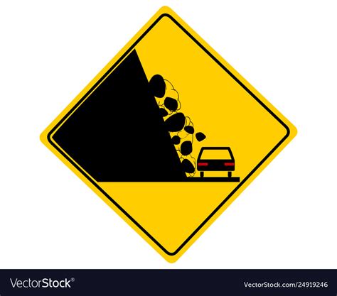 Traffic Sign With Car And Falling Rocks Royalty Free Vector