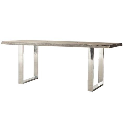 Modern Live Edge Wood And Stainless Steel Dining Table 80 Zin Home