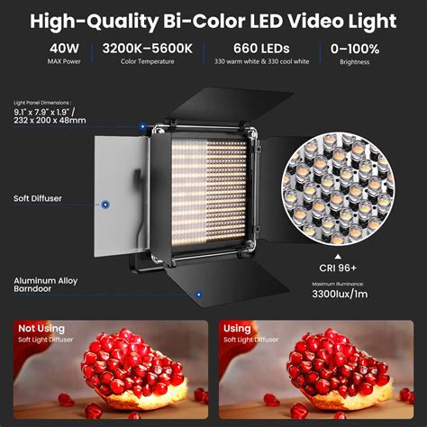 Buy Neewer 2 Pieces Bi Color 660 Led Video Light And Stand Kit Includes