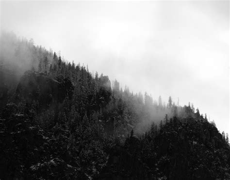 Free Photo Aerial Photo Of Foggy Black And White Mountain Adventure