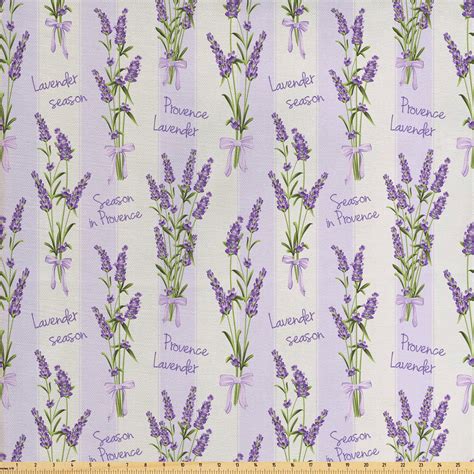 Lavender Fabric By The Yard Stripes And Flowers With Ribbons Romantic