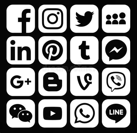 Collection Of Popular White Social Media Icons Editorial Stock Photo