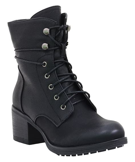Lace Up Military Style Mid Calf Combat Boots Womens Boots Vegan
