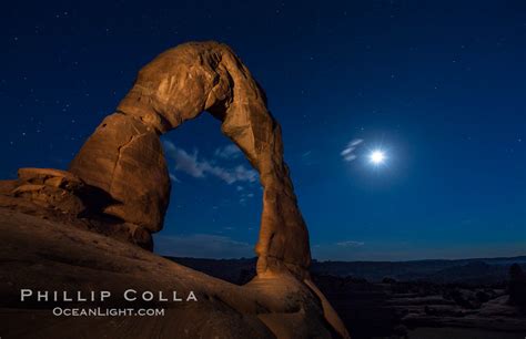 Delicate Arch And The Moon At Sunset Arches National Park Utah